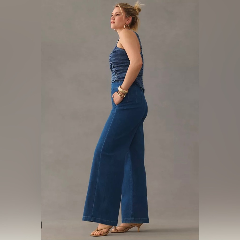 PILCRO @ Anthro Polished Pool Wide Leg Jeans - Women’s Size 28- True Wash - NWT